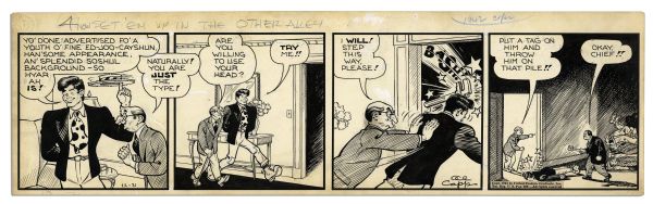 ''Li'l Abner'' Comic Strip From 31 December 1942 Featuring Abner -- Hand-Drawn & Signed by Al Capp -- 22.75'' x 7'' -- Toning & White Out -- Near Fine