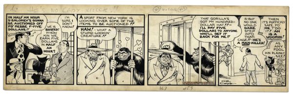 ''Li'l Abner'' Comic Strip From 6 July 1942 -- Hand-Drawn & Signed by Al Capp -- Featuring Abner, Mammy & Pappy -- 22.75'' x 7'' -- Toning & White Out, Near Fine