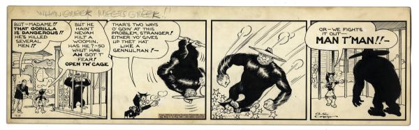 ''Li'l Abner'' Comic Strip From 7 July 1942 -- Hand-Drawn & Signed by Al Capp -- Featuring Mammy Yokum -- 22.75'' x 7'' -- Toning & White Out, Near Fine