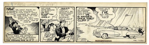 ''Li'l Abner'' Comic Strip From 1 July 1942 Featuring Abner, Mammy & Pappy, Tilly The Kid & Joe Btfsplk  -- Drawn & Signed by Capp -- 22.75'' x 6.75'' -- Toning & White Out, Near Fine