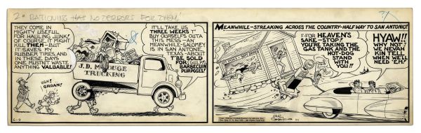 ''Li'l Abner'' Comic Strip From 9 June 1942 Featuring Abner & Pappy -- Drawn & Signed by Capp -- 22.75'' x 6.75'' -- Toning & White Out, Near Fine