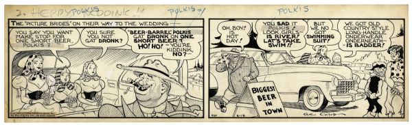 ''Li'l Abner'' Comic Strip From 16 June 1942 -- Drawn & Signed by Capp -- 22.75'' x 6.75'' -- Toning, White Out & Blue Pencil, Near Fine