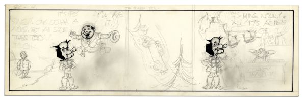 Unfinished ''Li'l Abner'' Comic Strip by Al Capp in Pencil & Ink -- Undated & Featuring Mammy Yokum -- 19.75'' x 6.25'' -- Near Fine