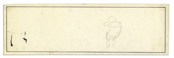 Unfinished, Undated Comic by Al Capp -- Drawn in Pencil on Both Sides With Some Ink -- Self Portrait of Capp as Cartoonist -- 19.75'' x 6.25'' -- Toning & Faint Staining, Near Fine