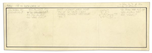 ''Li'l Abner'' Unfinished Comic Strip by Al Capp in Pencil -- Undated & Untitled Strip Features Text Only, Referencing Dogpatch -- 18.75'' x 6.25'' -- Near Fine