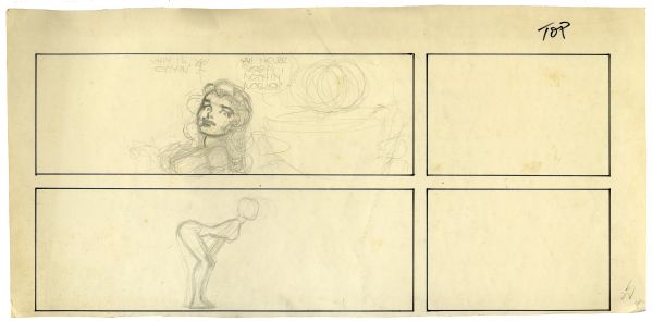 Al Capp ''Li'l Abner'' Unfinished Hand-Drawn Comic Strip -- Preliminary Sketch Featuring Daisy Mae -- Measures 22.75'' x 11.25'' in Pencil -- Minor Foxing, Else Near Fine