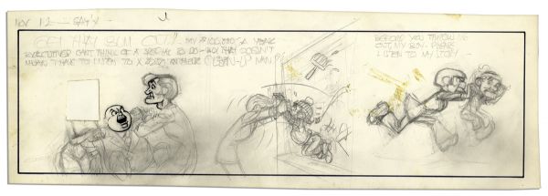Al Capp ''Li'l Abner'' Unfinished Hand-Drawn Comic Strip -- Measures 18.75'' x 6.25'' in Pencil & Ink -- Near Fine