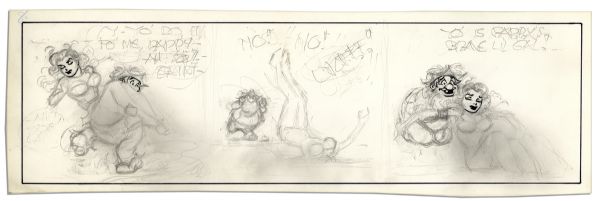 Al Capp ''Li'l Abner'' Unfinished Hand-Drawn Comic Strip -- Featuring Daisy Mae -- Measures 19.75'' x 6.25'' in Pencil & Ink -- Near Fine