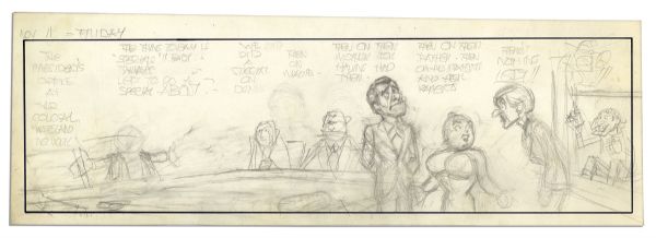 Al Capp ''Li'l Abner'' Unfinished Hand-Drawn Comic Strip -- Featuring Lonesome Polecat -- Measures 18.5'' x 6.25'' in Pencil -- Near Fine