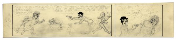 Al Capp ''Li'l Abner'' Unfinished Hand-Drawn Comic Strip -- Featuring Fearless Fosdick -- Measures 23.5'' x 4.75'' in Pencil & Ink -- Near Fine