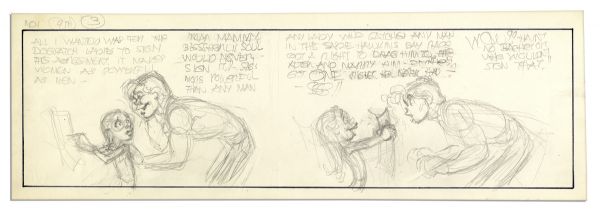 Al Capp ''Li'l Abner'' Unfinished Hand-Drawn Comic Strip -- With a Mention of Sadie Hawkins Day -- Measures 18.75'' x 6.25'' in Pencil -- Near Fine