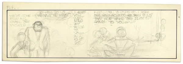 Al Capp ''Li'l Abner'' Unfinished Hand-Drawn Comic Strip in Pencil Very Preliminary Sketches -- Measures 19'' x 6.25'' -- Near Fine