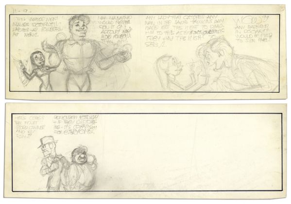 Al Capp ''Li'l Abner'' Unfinished Hand-Drawn Comic Strip -- Featuring Li'l Abner & With a Mention of Sadie Hawkins Day -- Measures 18.75'' x 6.25'' in Pencil -- Near Fine