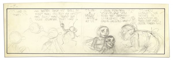 Al Capp ''Li'l Abner'' Unfinished Hand-Drawn Comic Strip -- With a Mention of Sadie Hawkins Day -- Measures 18.75'' x 6.25'' in Pencil -- Near Fine