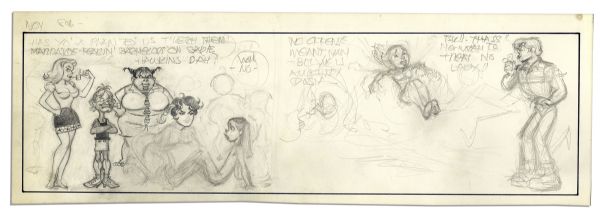 Unfinished Comic Strip by Al Capp in Pencil -- Dated ''Nov. 8th'' in Pencil & Featuring Li'l Abner & Daisy Mae -- 18.5'' x 6.25'' -- Near Fine