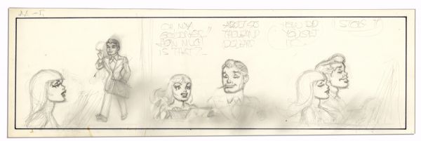 Unfinished Comic Strip by Al Capp in Pencil -- Undated & Untitled -- 19.75'' x 6.25'' -- Near Fine