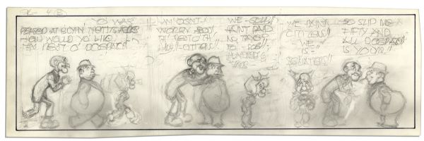 ''Li'l Abner'' Unfinished Comic Strip by Al Capp in Pencil -- Undated & Untitled Strip Features Mammy Yokum -- 19.5'' x 6'' -- Near Fine