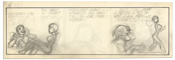 Unfinished Comic Strip by Al Capp, Drawn in Pencil -- Undated & Untitled, Most Likely a ''Li'l Abner'' Strip -- 18.5'' x 6.5'' -- Near Fine
