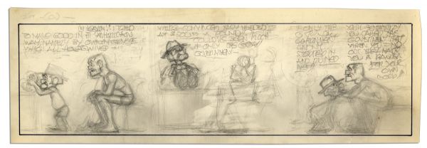 Unfinished Comic Strip by Al Capp in Pencil -- Undated & Untitled Strip is Likely For ''Li'l Abner''  -- 19.5'' x 6.25'' -- Minor Toning, Else Near Fine
