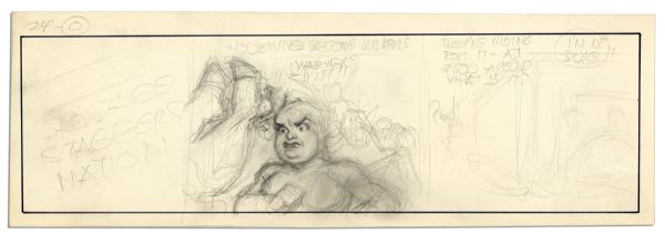 Unfinished Comic Strip by Al Capp in Pencil -- Undated & Untitled Strip is Likely For ''Li'l Abner''  -- 18.5'' x 6.25'' -- Minor Toning, Else Near Fine