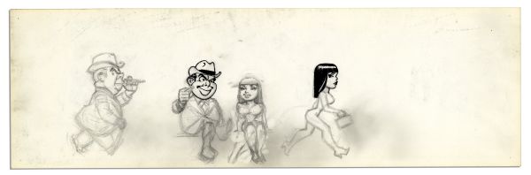 ''Li'l Abner'' Unfinished Comic Strip by Al Capp in Pencil & Black Ink -- Undated With Characters Drawn to Verso -- 19.75'' x 6.25'' -- Minor Toning, Near Fine