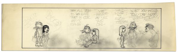 Unfinished Comic Strip by Al Capp in Pencil & Ink -- Undated & Untitled -- 23.5'' x 6.5'' -- Near Fine