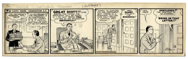 ''Li'l Abner'' Comic Strip From 29 June 1940 -- Hand-Drawn & Signed by Al Capp -- 23'' x 6.75'' -- Toning & White Out, Near Fine