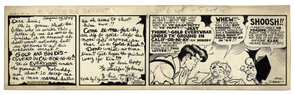 ''Li'l Abner'' Comic Strip From 1 July 1940 Featuring Abner, Mammy & Pappy -- Hand-Drawn & Signed by Al Capp -- 23'' x 6.75'' -- Toning & White Out, Near Fine