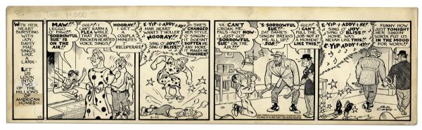 ''Li'l Abner'' Comic Strip From 12 June 1940 -- Hand-Drawn & Signed by Al Capp -- 23'' x 6.75'' -- Toning & White Out, Near Fine