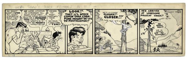 ''Li'l Abner'' Comic Strip From 19 June 1940 Featuring Abner, Mammy & Pappy -- Hand-Drawn & Signed by Al Capp -- 23'' x 6.75'' -- Toning & White Out, Near Fine