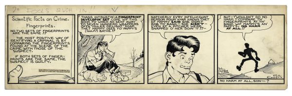 ''Li'l Abner'' Comic Strip From 7 January 1941 -- Hand-Drawn & Signed by Al Capp -- Featuring L'il Abner & Salomey -- 22.75'' x 7'' -- Toning & Soiling, Else Near Fine