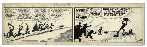 ''Li'l Abner'' Strip Hand Drawn & Signed by Al Capp From 24 February 1941 -- Featuring Li'l Abner, Mammy, Salomey, The Killin' Man & Dogpatchers -- 22.75'' x 7'' -- Toning, Else Near Fine