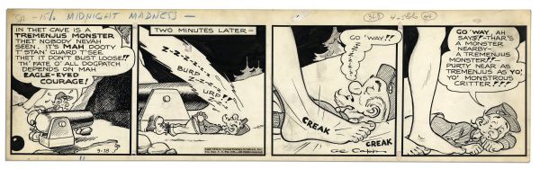 ''Li'l Abner'' Comic Strip Hand-Drawn by Al Capp From 18 September 1944 Featuring Pappy Yokum -- 22.75'' x 7'' -- Toning & White Out, Near Fine