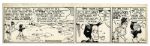 Lil Abner Comic Strip From 16 October 1945 -- Hand-Drawn & Signed by Al Capp -- Featuring Mammy Discussing Sadie Hawkins Day -- 22.75 x 6.55 -- Toning & White Out, Near Fine