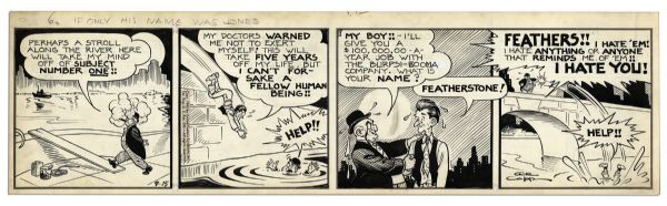 ''Li'l Abner'' Comic Strip From 15 September 1945 Featuring Featherstone -- Hand-Drawn & Signed by Al Capp -- 22.75'' x 6.5'' -- Toning & White Out, Near Fine