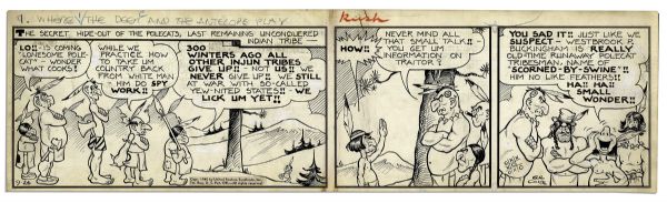 ''Li'l Abner'' Comic Strip From 24 September 1945 Featuring Lonesome Polecat -- Hand-Drawn & Signed by Al Capp -- 22.75'' x 6.5'' -- Toning & White Out, Near Fine