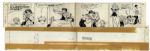 Lil Abner Comic Strip From 23 January 1966 -- Hand-Drawn & Signed by Al Capp Featuring Lil Abner, Daisy Mae & Honest Abe -- 2 Sheets, 14.5 x 5 Each -- Toning & White Out, Near Fine