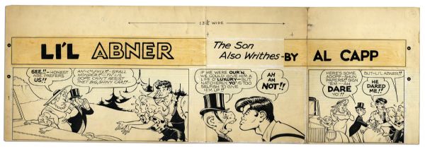 ''Li'l Abner'' Sunday Strip From 26 July 1959 Featuring Li'l Abner & Daisy Mae -- Hand-Drawn by Capp With Verso Date -- 29.25'' x 9.75'' -- Toning, White Out, Near Fine
