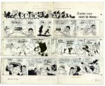 Lil Abner Sunday Strip Hand-Drawn by Al Capp From 19 July 1959 -- Featuring Mammy & Pappy Yokum -- With Sketches to Verso -- 29 x 23 On Three Separated Strips -- Very Good
