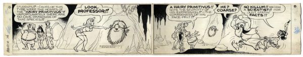 ''Li'l Abner'' Sunday Strip Hand-Drawn & Signed by Al Capp From 26 March 1967 -- Hairless Joe & Lonesome Polecat -- in Two Segments, Larger 29'' x 8'' -- Toning, White Out & Creasing, Very Good