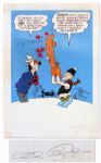 Lil Abner Poster Featuring Lil Abner, a Slobbovian & a Shmink -- Signed Al Capp in Pencil -- Silk-Screened Fabric Numbered 102/250 -- Measures 24 x 33.5 -- Discoloration to Border