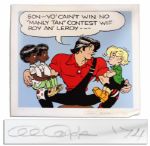 Lil Abner Poster -- With Lil Abner & Honest Abe, Son, you caint win no manly tan contest... -- Signed Al Capp in Pencil, Numbered 220/250 -- Measures 25.75 x 23 -- Near Fine