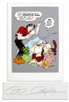 Al Capp Lil Abner Colorful Poster on Canvas -- Depicting Abner, Hairless Joe and Lonesome Polecat -- Signed Al Capp in Pencil -- Measures 24 x 34 -- Fine