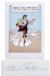 Al Capp Lil Abner Large Colorful Poster on Canvas -- Featuring Abner, Daisy Mae & Shmoos -- Signed Al Capp in Pencil -- 24 x 36 -- Near Fine
