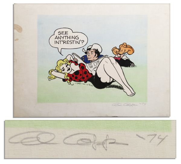 Al Capp ''Li'l Abner'' Large Colorful Silk-Screen Poster -- Depicting Abner & Daisy Mae -- Signed ''Al Capp '74'' In Pencil --  34'' x 24'' -- Minor Toning to Edge, Else Near Fine