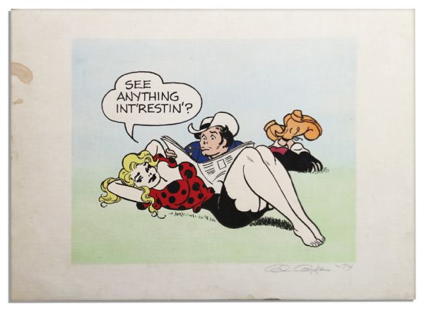 Al Capp ''Li'l Abner'' Large Colorful Silk-Screen Poster -- Depicting Abner & Daisy Mae -- Signed ''Al Capp '74'' In Pencil --  34'' x 24'' -- Minor Toning to Edge, Else Near Fine