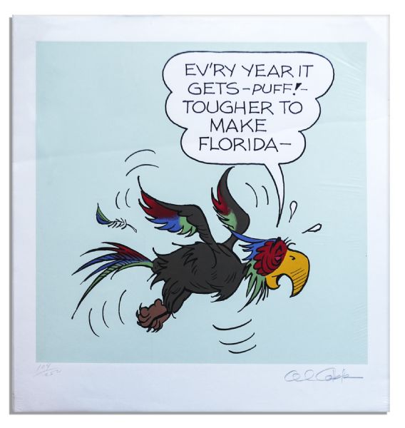 Al Capp Large & Colorful Poster -- Depicting a Bird Flying South For the Winter -- Signed ''Al Capp'' in Pencil And Numbered ''104/250'' -- Measures 33.5'' x 32'' -- Near Fine