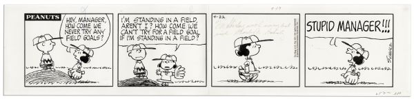 Charles Schulz ''Peanuts'' 4-Panel Comic Strip Featuring Charlie Brown & Lucy From 22 April 1974