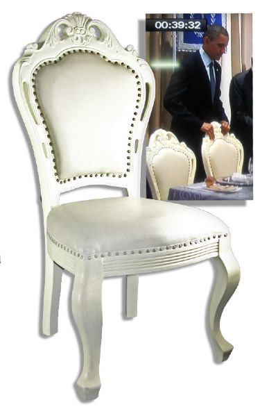 President Obama Chair Sat Upon During an Important Dinner Held in His Honor During His First-Ever Trip to Israel as President in March of 2013 -- With COA