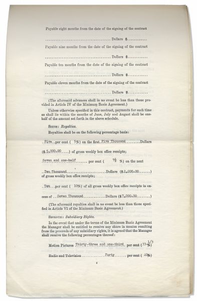 Famed 20th Century Novelis Richard Wright Production Contract -- For a Theater Production of ''Native Son''